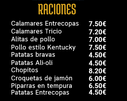 Raciones Entre Copas